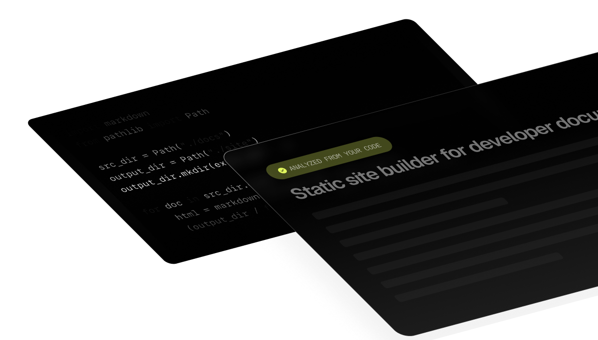 Your code tells what you build. screenshot
